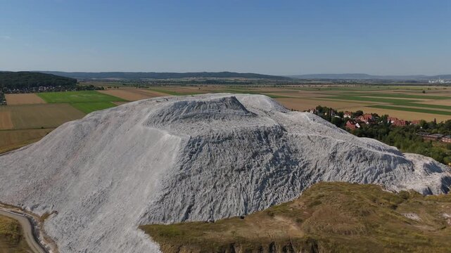 Salt Spoil Heap Steep Quarried Cliff Face Aerial