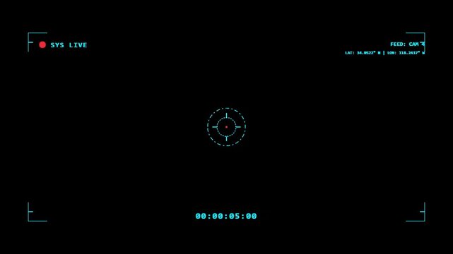 CCTV Camera overlay Cyber Sci-Fi Surveillance Rotate Crosshair Cam 4 HD