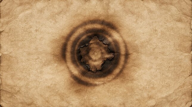 Old paper with a circular burn mark texture