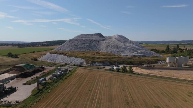 Potash Mine Salt Mountain Above Processing Plant Aerial
