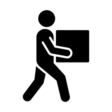 walking carrying box glyph icon