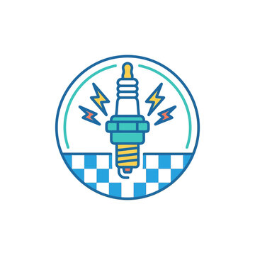 A bright spark plug icon with lightning