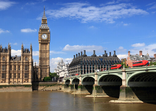 The Big Ben, Westminster Palace and Westminster Bridge