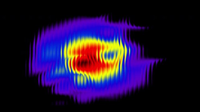 A vibrant heat map displays thermal energy distribution with a colorful gradient, showcasing temperature variations on black background. Loop animation