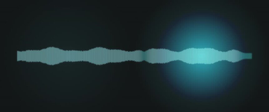 Cinematic widescreen cyan waveform burst anamorphic seamless loop