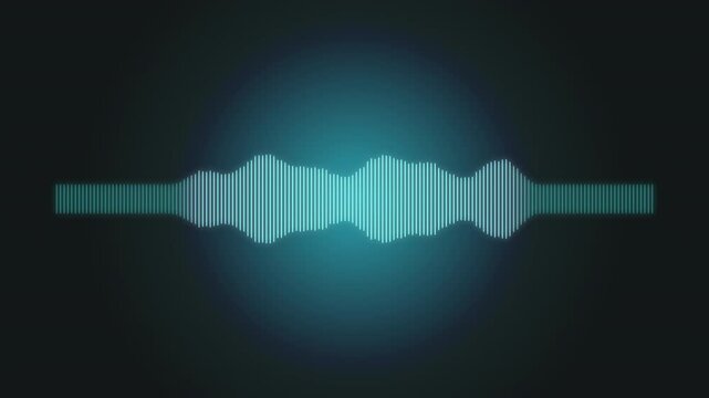 Glowing cyan waveform burst over black background seamless loop