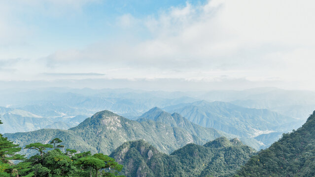 Granite Peaks of Sanqing Mountain, Jiangxi China, Majestic Mountain Ridge Natural Landscape