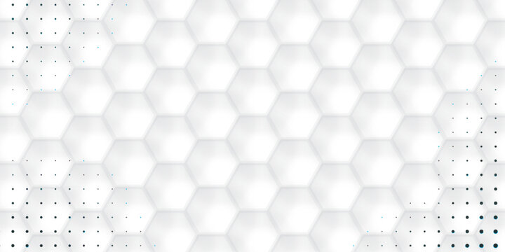 abstract white grid digital bee honeycomb hexagon type technology curve circle halftone background. vector illustration halftone effect dots template