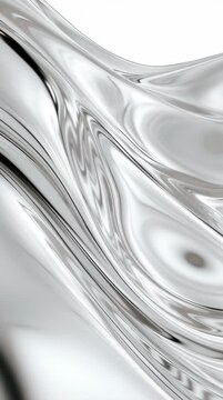 Metal takes on a fluid form as it flows slowly, creating a mirror-like surface that reflects light.