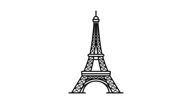 Flat black pictogram of the Eiffel Tower in Paris
