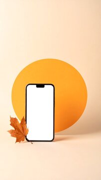 Minimal Halloween Mobile Ecommerce Banner with Smartphone and Pumpkin