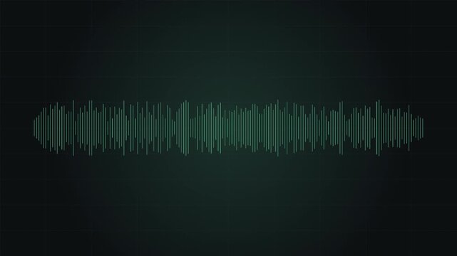 Mint waveform bars reorganizing over blue grid seamless loop