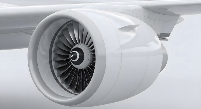 Modern Jet Engine Turbine Blades Detailed View