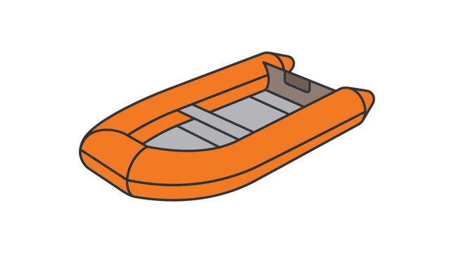 Orange inflatable rubber raft boat icon.