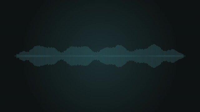 Aqua waveform building peaks over black background seamless loop