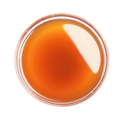 Fototapeta premium Tasty maple syrup in glass bowl isolated on white, top view