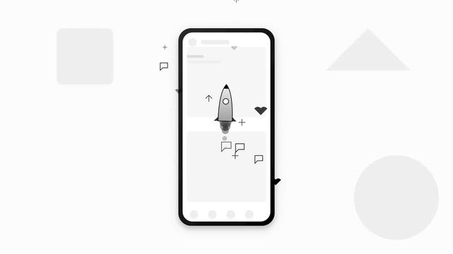 Smartphone screen displaying a rocket launch application interface.