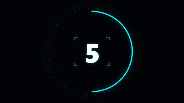 Minimalist digital countdown timer with glowing number five.