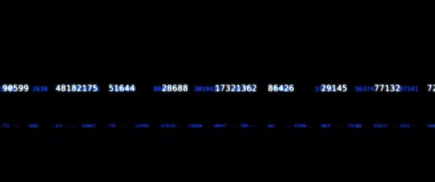 Cinematic widescreen digit ticker scroll anamorphic seamless loop