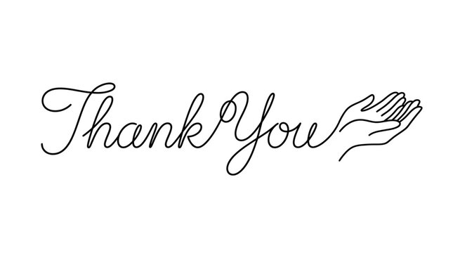 Thank You handwritten script with open hands gesture