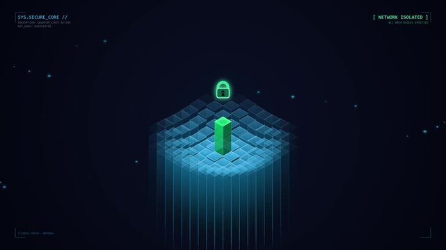 Isometric 3D Secure Lock Cubes Rotating for Digital Account Protection and Data Privacy Motion