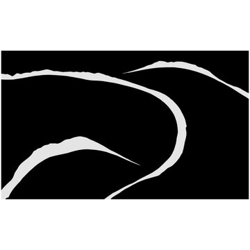 minimalist abstract vector of intertwined white curves on black, asymmetric geometric flow with smooth clean lines