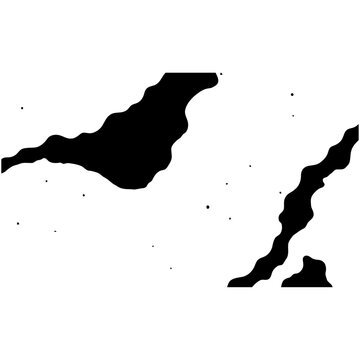 abstract monochrome vector art with irregular black shapes on dotted grid, minimalist jagged contours