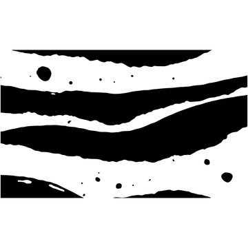 abstract black ink wave and dot composition, monochrome vector with fluid strokes and high contrast asymmetry