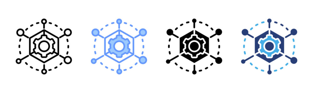Microservice icon set multiple style collection