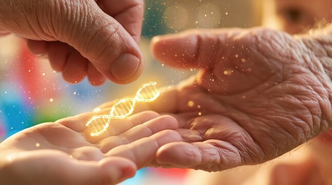 Genetics and inheritance of dna lineage passing through generations of ancestry