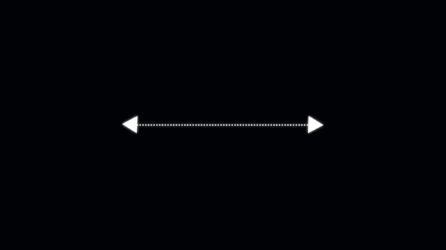 Double side indicator arrow animation on black background. Left and right arrow icon motion graphics. two side arrow distance 4k video footage.