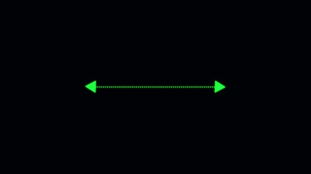 Double side indicator arrow animation on black background. Left and right arrow icon motion graphics. two side arrow distance 4k video footage.