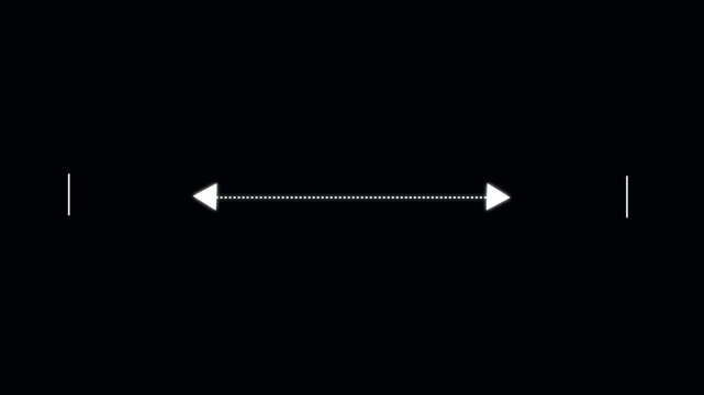 Double side indicator arrow animation on black background. Left and right arrow icon motion graphics. two side arrow distance 4k video footage.