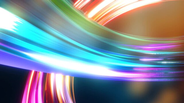 3D Render A mesmerizing display of abstract light streaks forming a complex, organic pattern that appears to be in constant motion