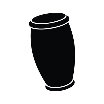 Conga drum black silhouette for latin music or percussion instrument.