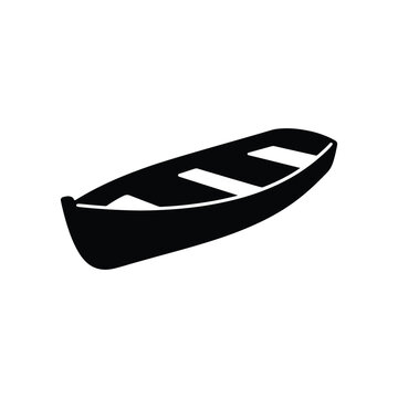 Small wooden rowing boat silhouette for lake recreation and fishing.