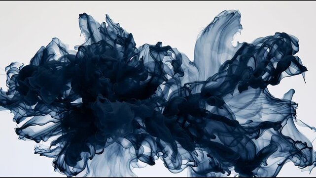Slow motion shows tendrils moving through dark water, creating interesting shapes as they spread out in a calm environment.