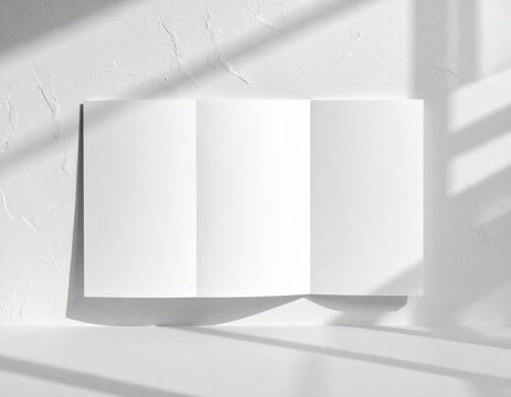 Blank Tri-Fold Brochure Mockup with Natural Light