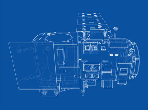 blueprint of a spacecraft design. Vector