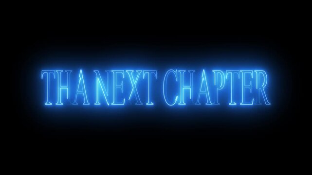 Neon thank you chapter sign glowing in dark futuristic digital display for business transitions