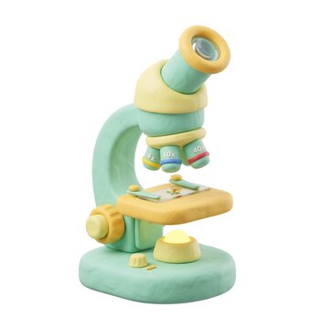 3D render of a cute cartoon microscope icon