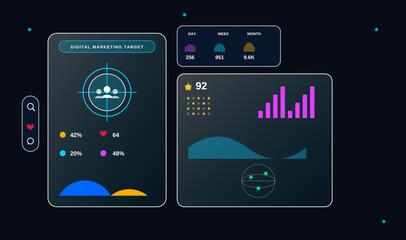 Naklejka premium Digital Marketing Target Audience Demographics Analytics HUD Interface