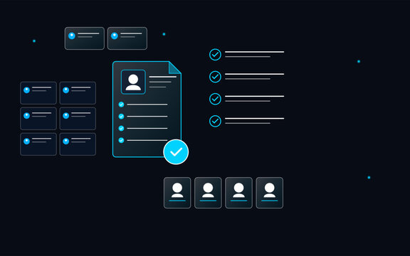 HR Candidate Resume Evaluation Hiring Futuristic HUD Interface