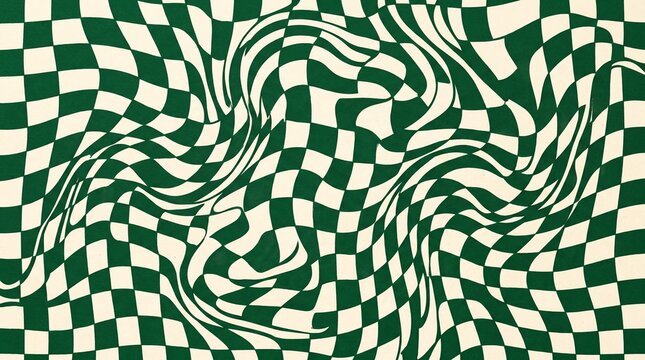 Retro Green and Cream Checkerboard Pattern