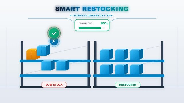 Smart Restocking Concept Highlighting Automated Inventory Sync and Management Systems