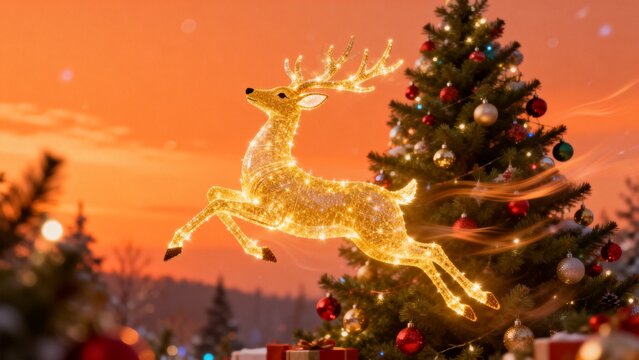 christmas tree with reindeer