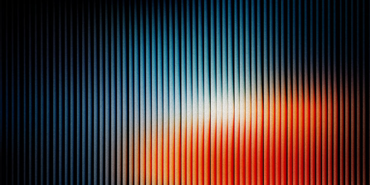 Abstract background of vertical parallel lines with a gradient transition from blue to warm orange light