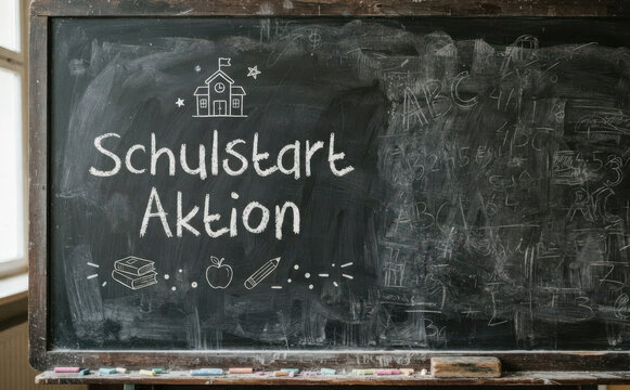 Schulstart Aktion Tafeltag Schulanfang Lernen Bildung Konzept Schule Vorbereitung