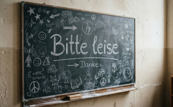 Bitte leise Bitte leise Danke Schultafel Klassenzimmer Schule Lernen