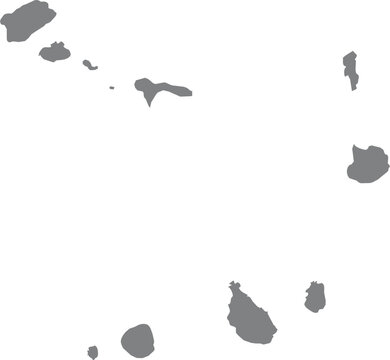 Simple grey map silhouette of cape verde island archipelago illustration